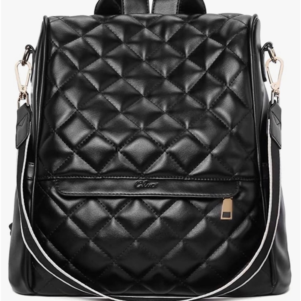 Cluci Black Quilted Waterproof Backpack, FREE Shipping